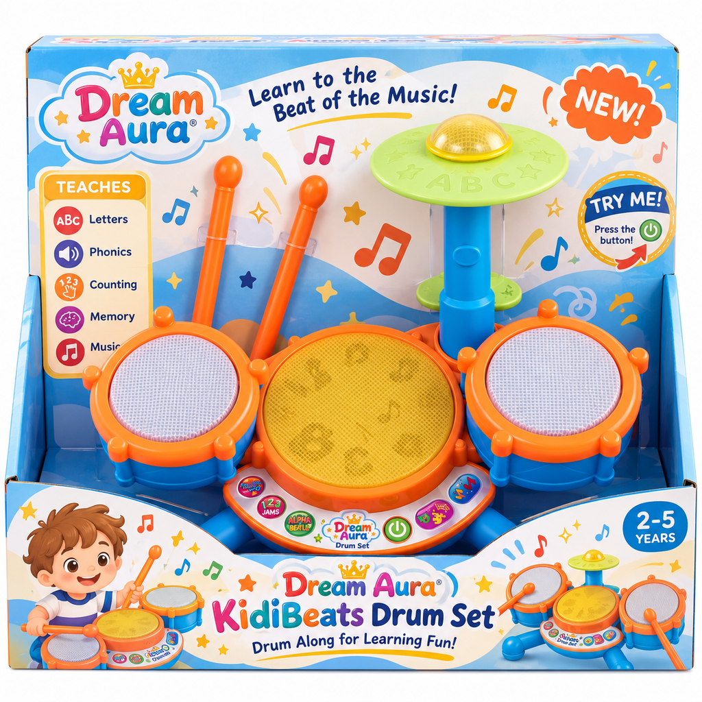 Kids Electronic Drum Set with LED Lights