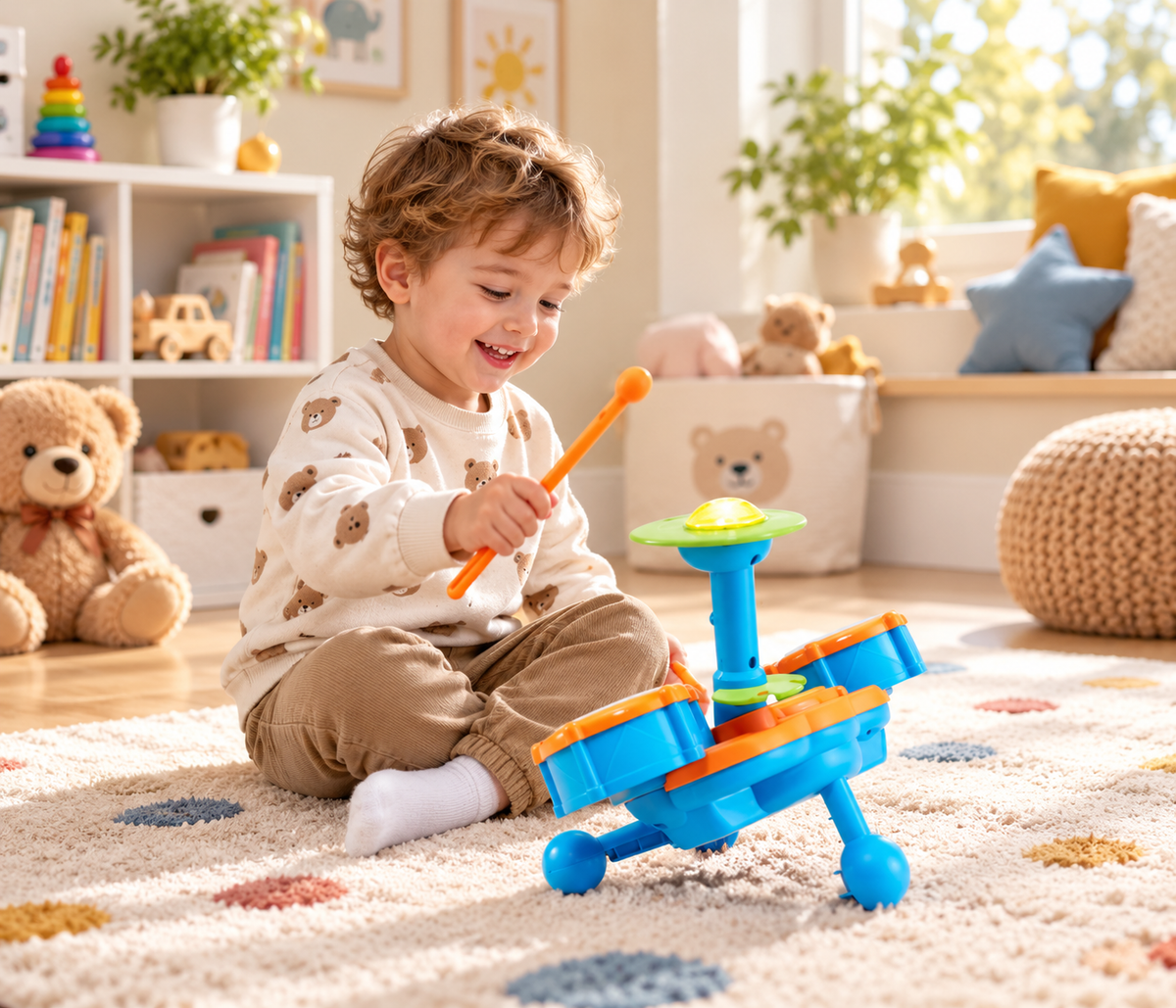 Kids Electronic Drum Set with LED Lights