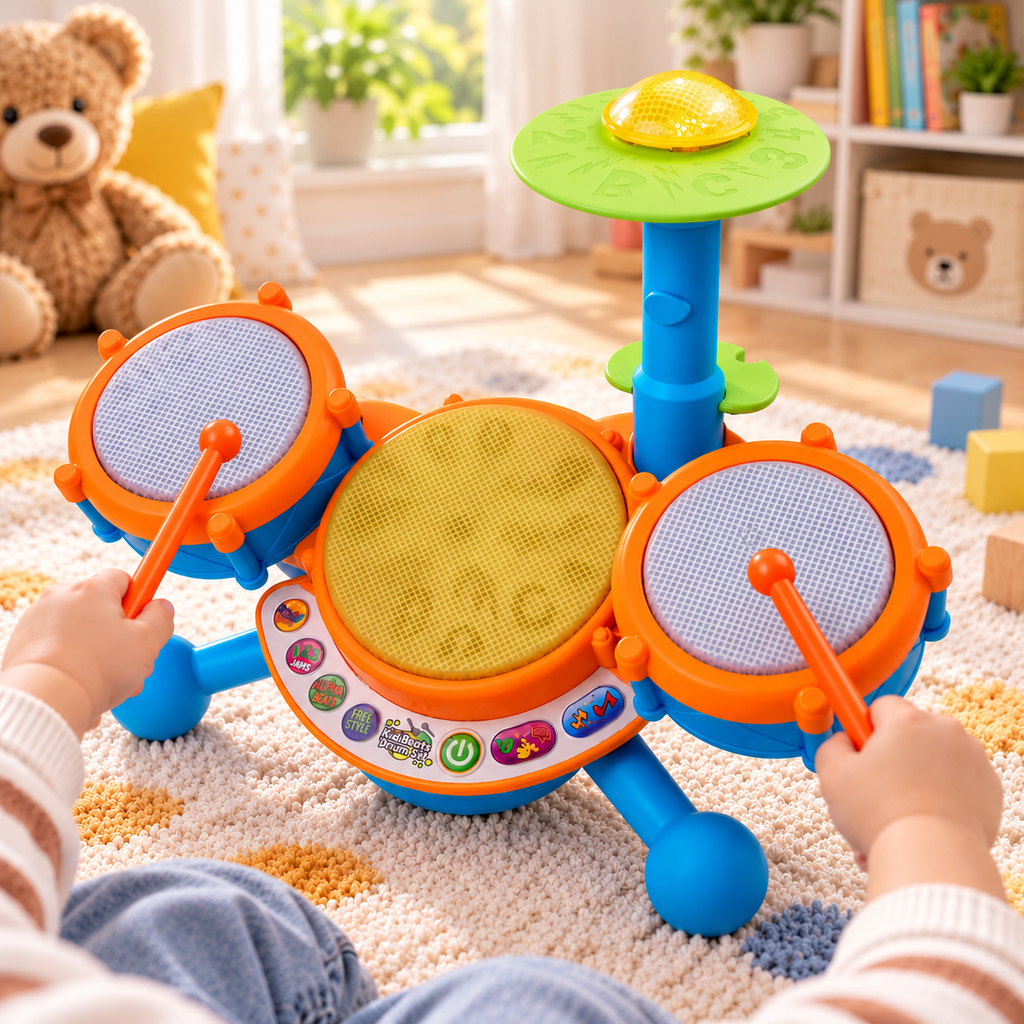 Kids Electronic Drum Set with LED Lights
