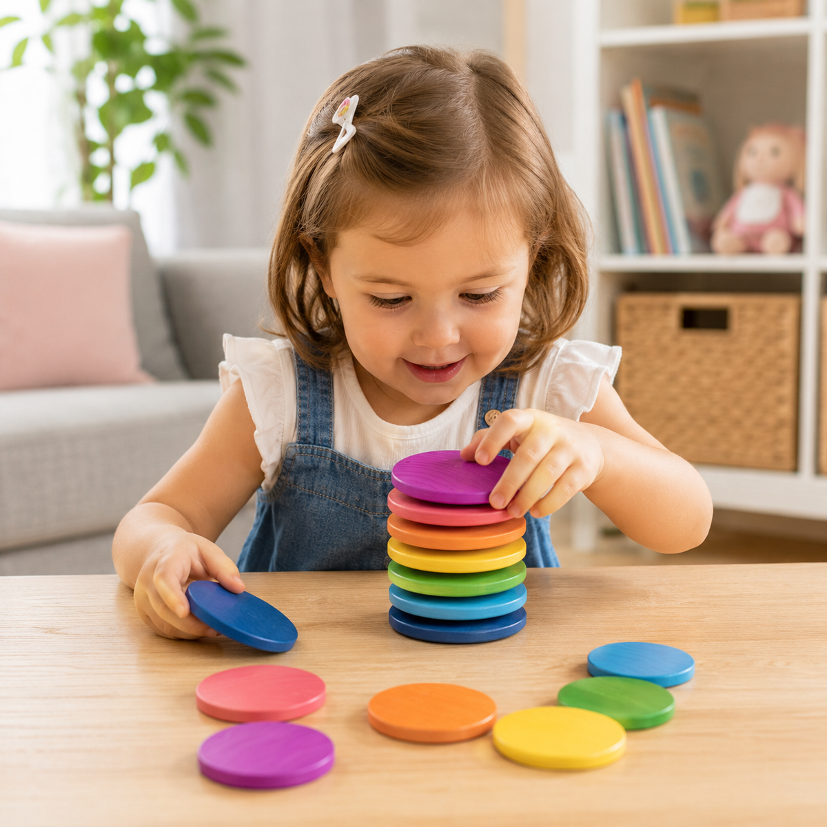 Rainbow Wooden Play Discs