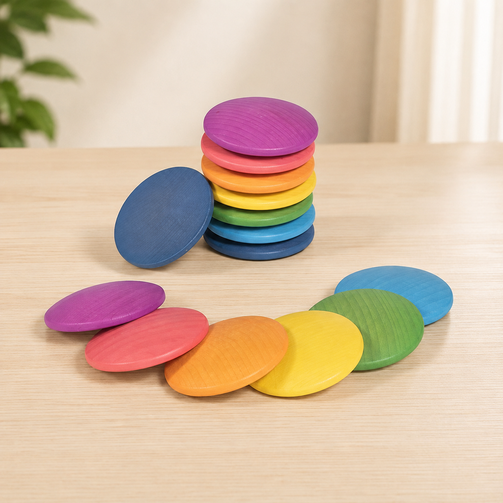 Rainbow Wooden Play Discs